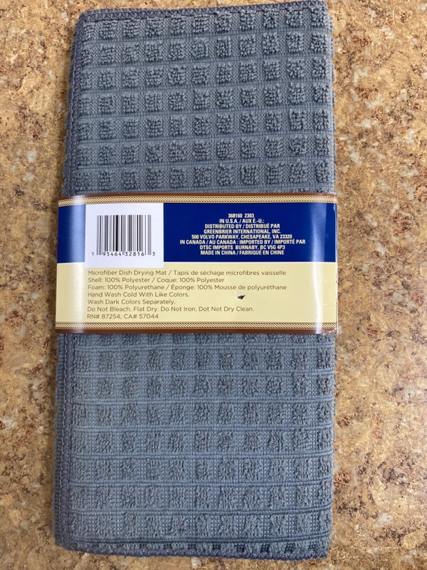 Absorbent Microfiber Windowpane Dish Drying Mat Black Blue Brown Gray Red 12x18" gallery