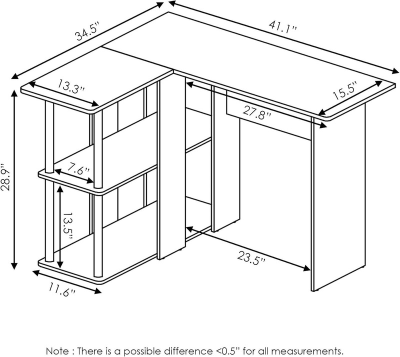 Contemporary L-Shape Computer Desk with Two Shelves for Efficient Organization gallery