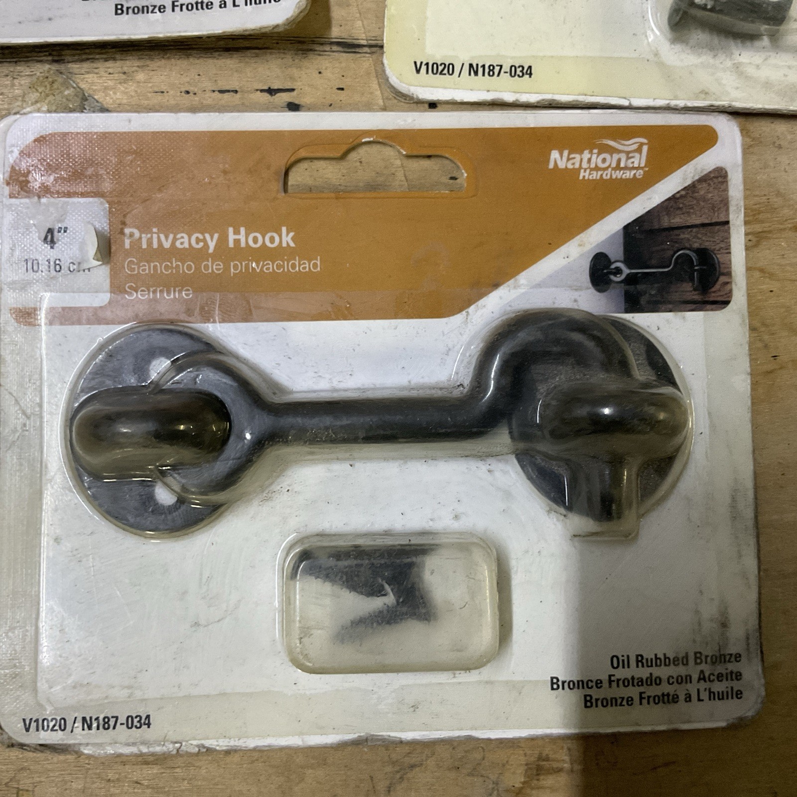 National Hardware N187-034 V1020 Privacy Hook 4” in Oil Rubbed Bronze LOT OF 3 gallery