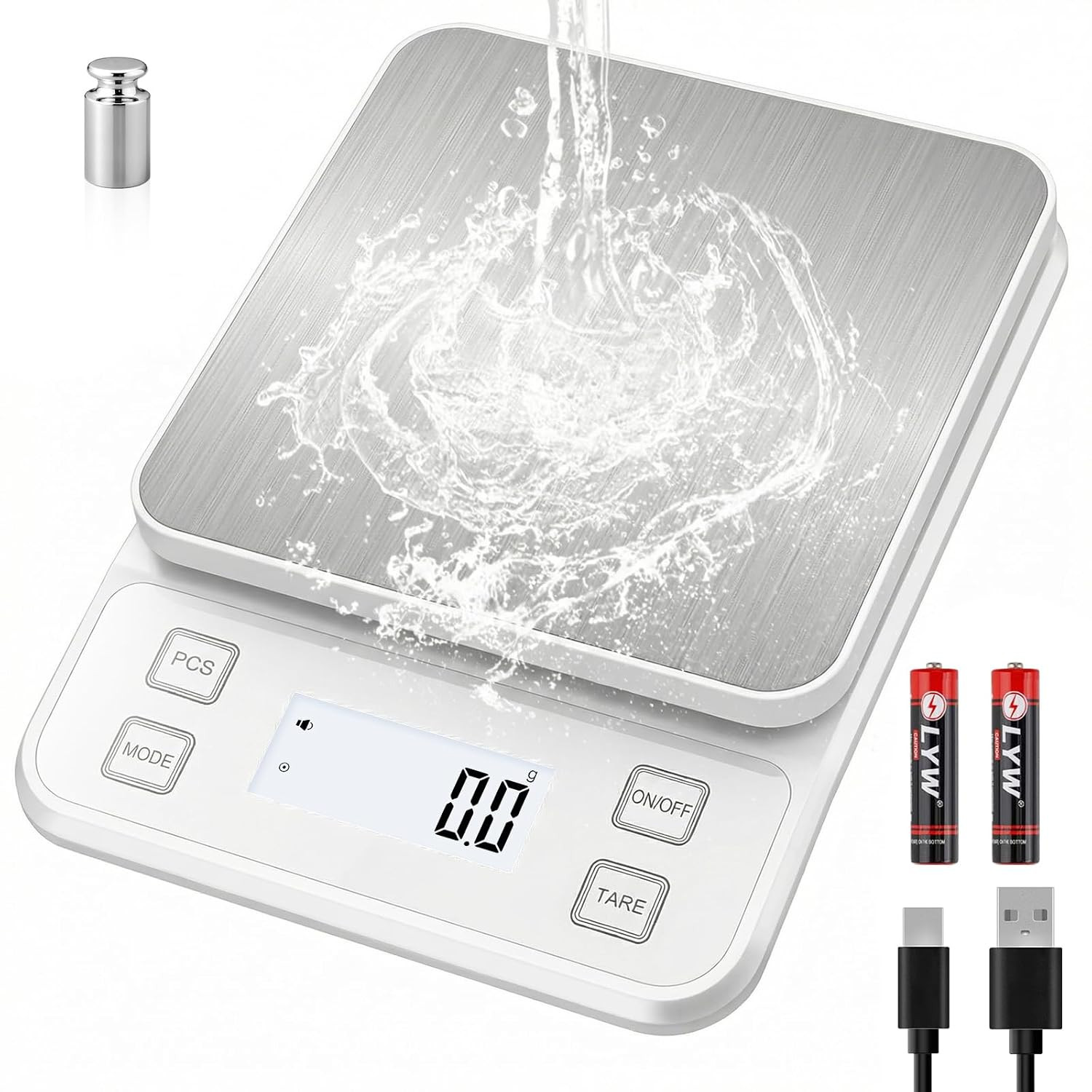 22Lb Rechargeable Stainless Steel Scale, Diyife Large Kitchen Food Scale with 0. gallery