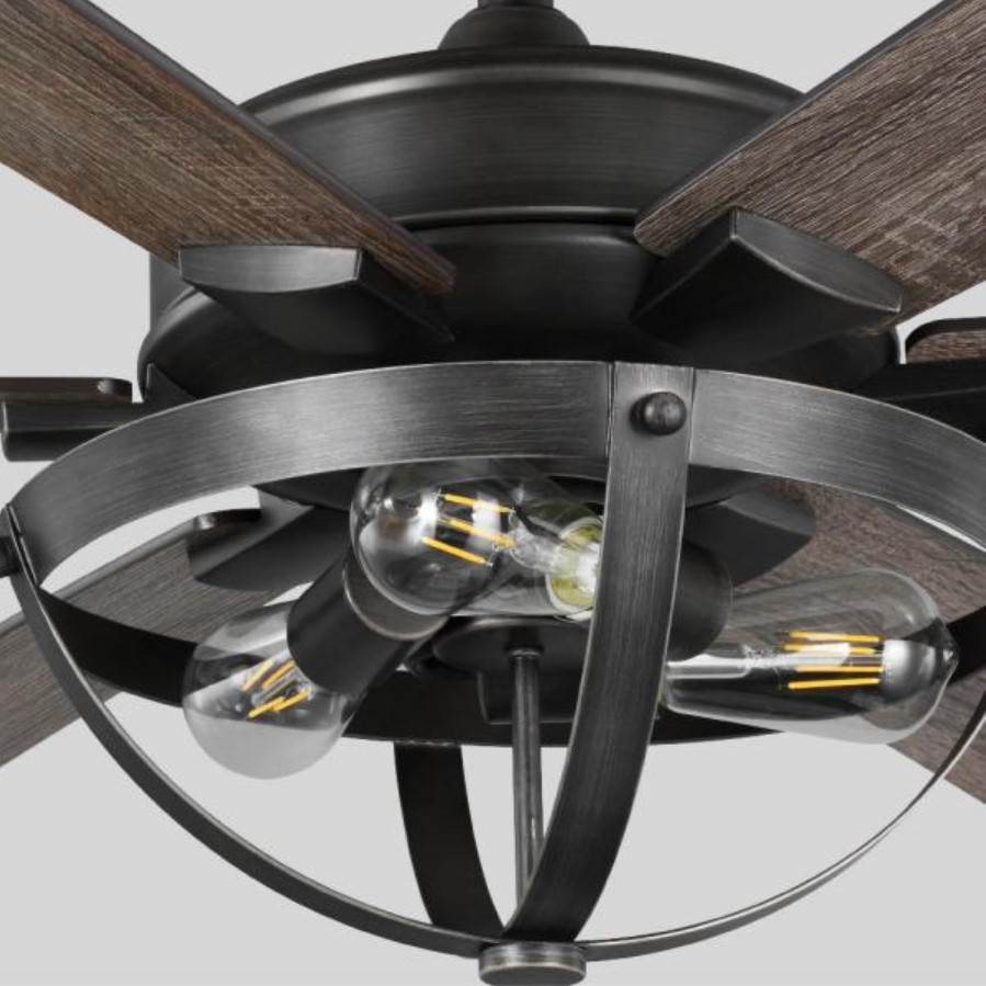 52" Antiqued Ceiling Fan + Remote Rustic Cage Light Cabin Loft Farmhouse Lantern gallery