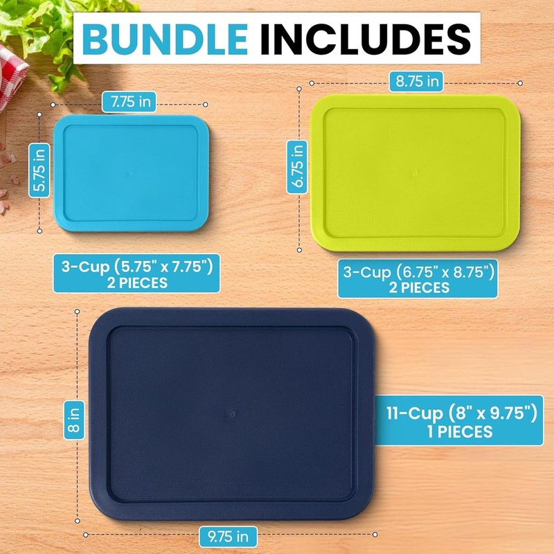 Replacement Rectangular Lids for Pyrex Glass Food Storage Containers 3 6 11 CUP gallery