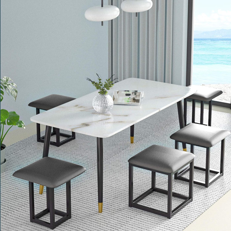 5 in 1 Nesting Ottoman Cube Chair, Stackable Stools, Leather Square Ottoman Benc gallery
