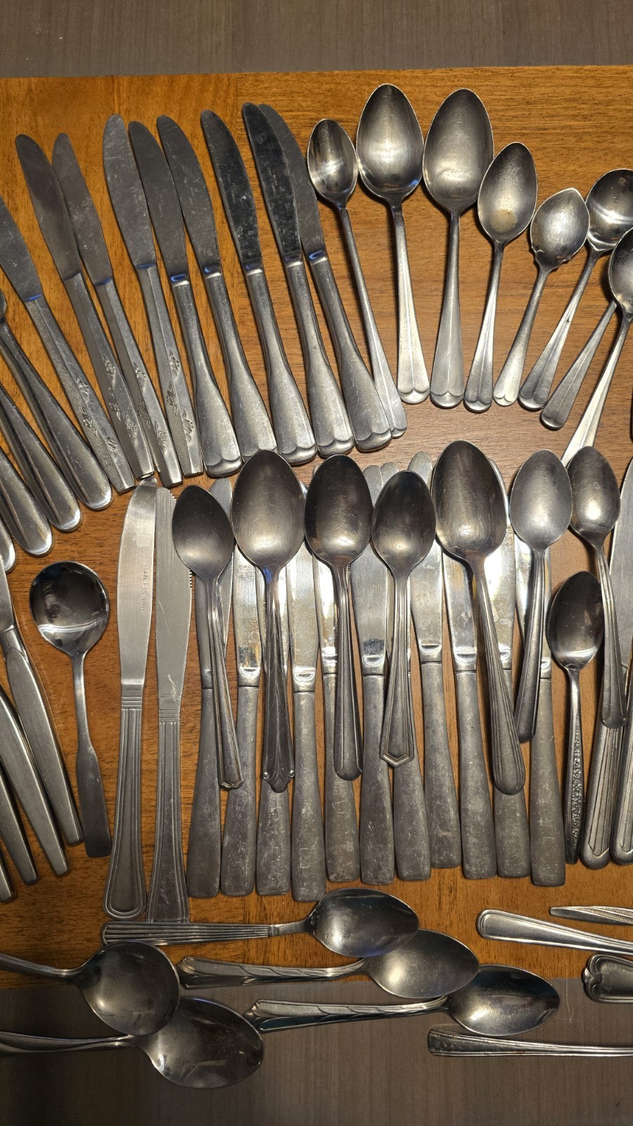100 Pcs Mixed 11 Lb Stainless Steel Flatware Vintage Patterns Knife Spoon Crafts gallery