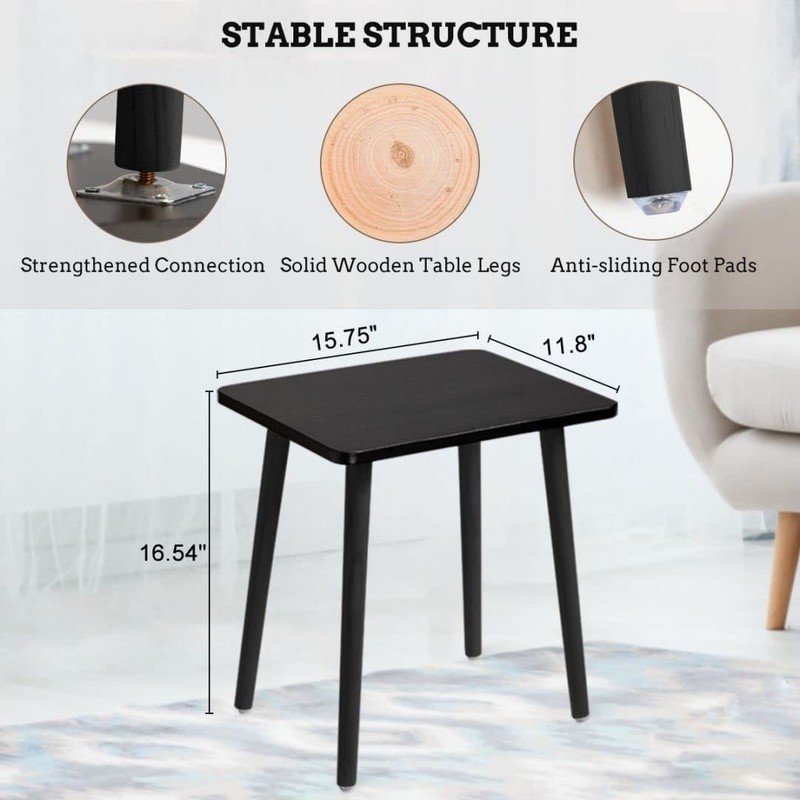 Side Table, Modern Accent End Table with Wooden Legs, Easy to Assemble Mini L... gallery