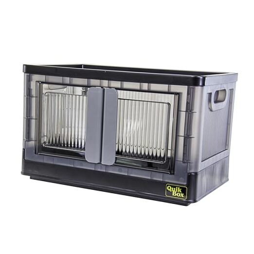 Quik Box - 8.5 Gallon Stackable Storage Bins with Doors, Collapsible gallery