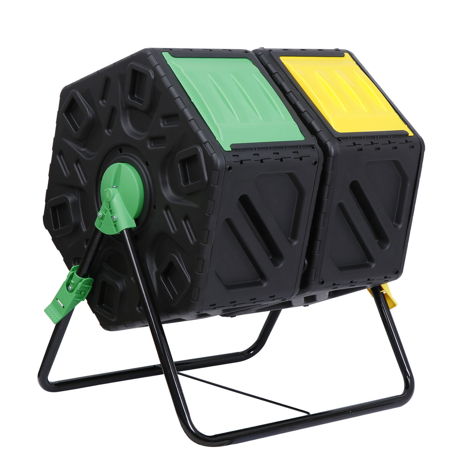 Dual 360 Degrees Rotation Compost Bins Tumbling Metal Support Sturdy Composting gallery