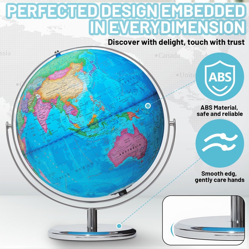 13'' Illuminated Globe Map 720° Rotation W/ Touch Switch 3 LED Lighting Modes gallery