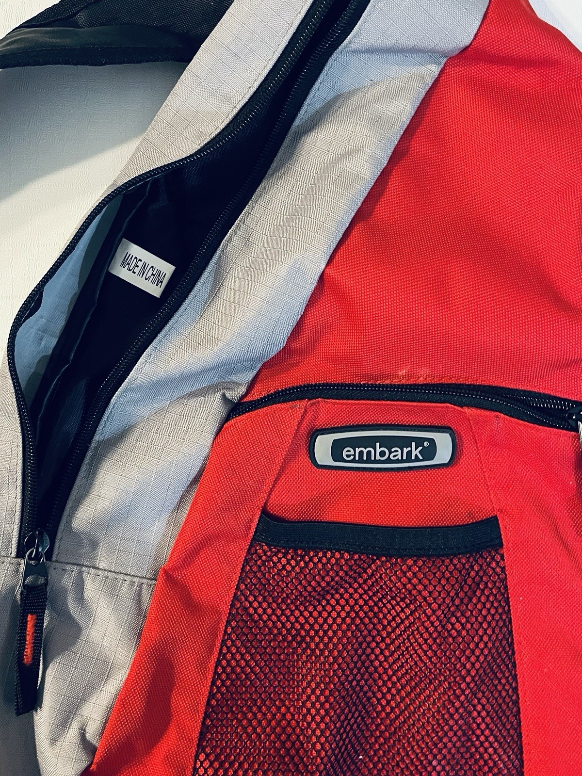 Embark Sling Backpack Over the Shoulder Single Strap Bag Red Grey 2