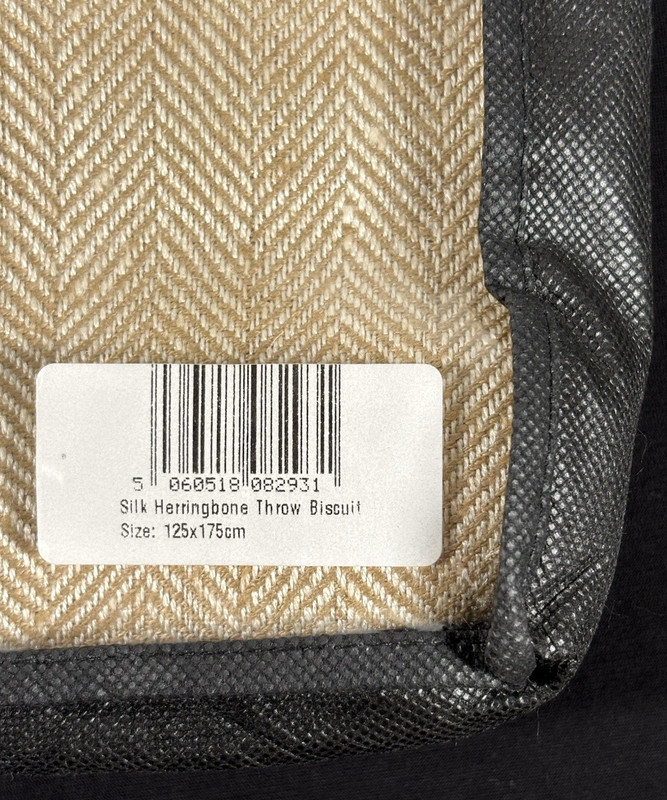 Gingerlily Silk Herringbone Throw Biscuit 100% Silk 125x175cm Luxury Blanket NWD gallery