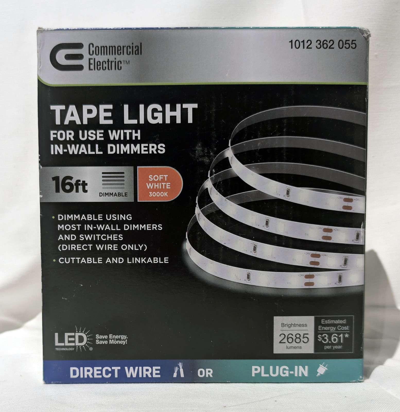 Commercial Electric Tape Light - 16ft Soft White for In Wall Dimmers - NEW gallery