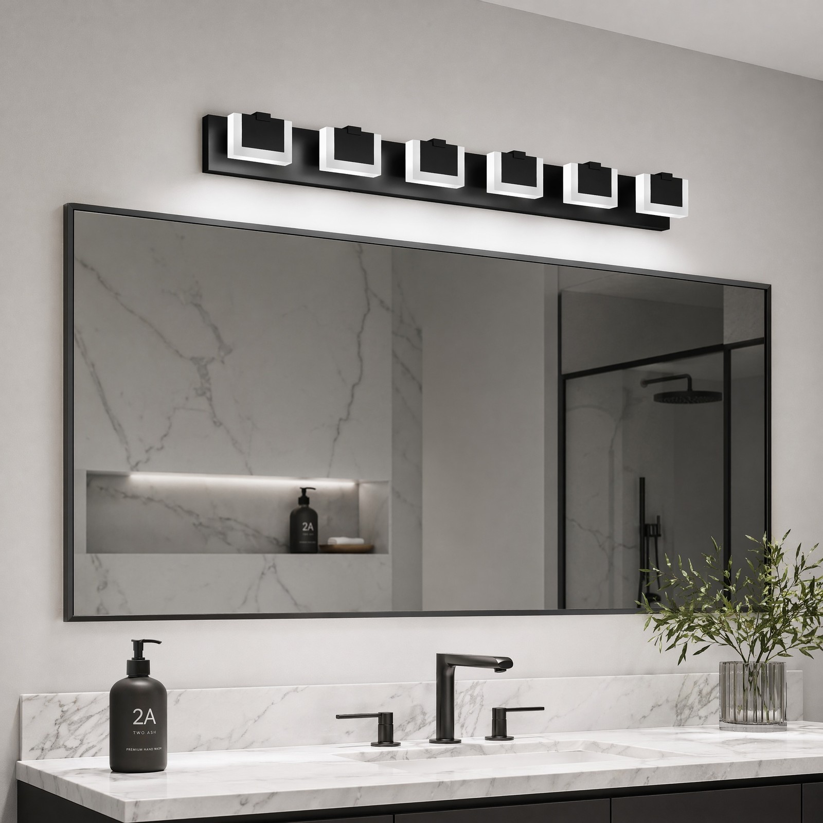 46 in 6 Light Black Dimmable LED Vanity Bathroom Over Mirror Wall Sconce Fixture gallery