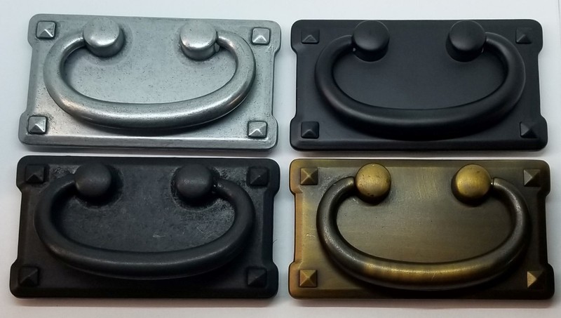 DISTRESSED BLACK DOUBLE Horizontal Mission Style Drawer Pull patina rustic antiq gallery