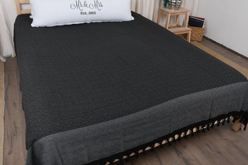 Turkish Blanket, Sofa Blanket, Diamond Blanket, 79"x99" Inches Bed Cover, gallery
