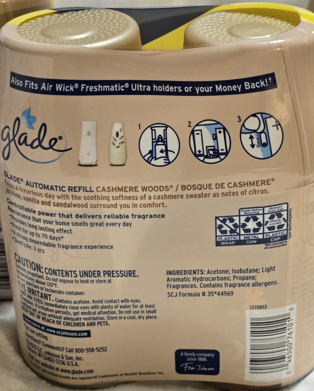 Glade Automatic Spray Refill CASHMERE WOODS 2 Refills 6.2oz Ea 3 pkgs 6pc Total gallery