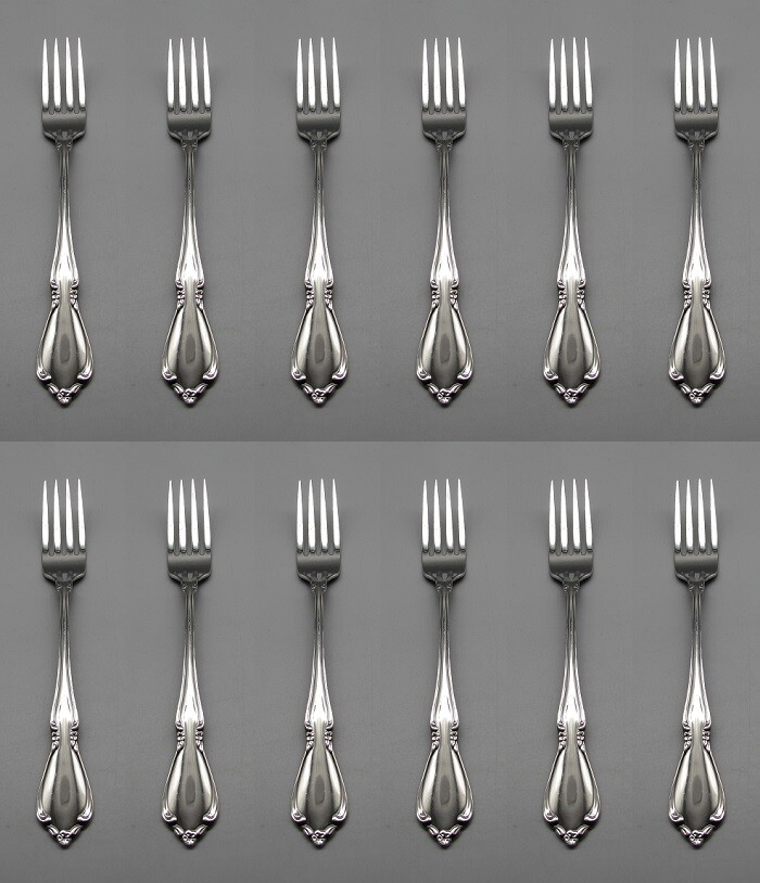 SET OF TWELVE - Oneida Stainless Flatware CHATEAU Dinner Forks NEW gallery