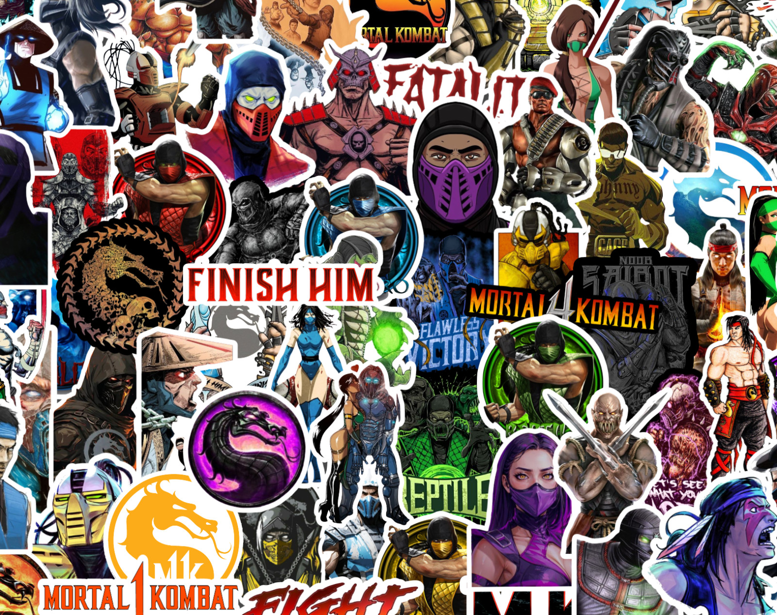 25/50 Mortal Kombat Sticker Pack - Waterproof Vinyl - Scorpion Sub-Zero gallery