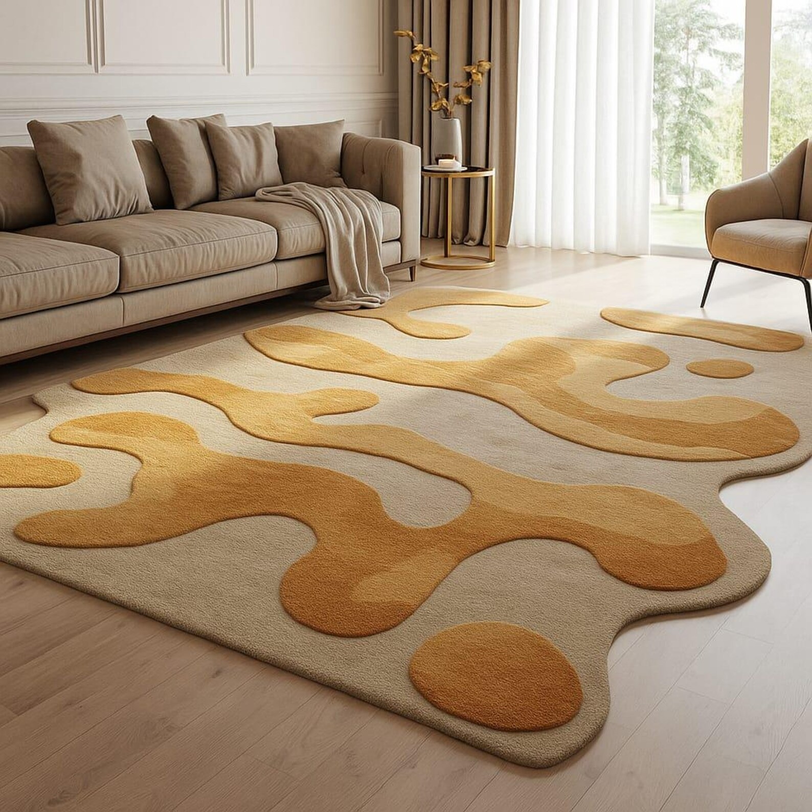 Handmade Rug | Irregular Rug | Wool Rugs | Living Room Rug | Tufted A286 gallery