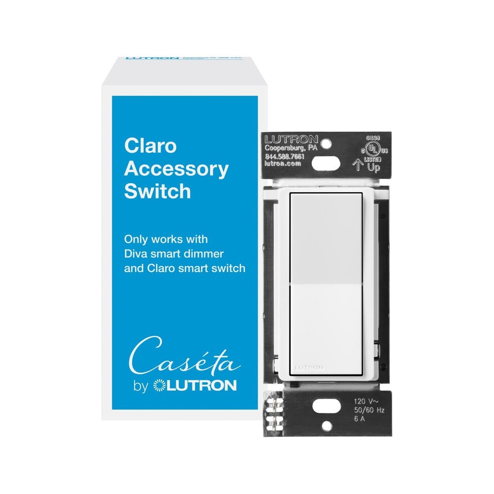 Lutron Caseta Smart Claro Accessory Switch for 3 way – For use only with D gallery