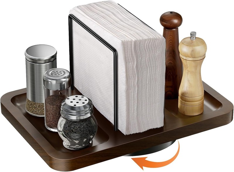 Napkin Holder for Table Rotating Dispenser with Salt Pepper Shakers Caddy gallery