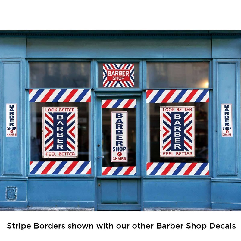 Barber Shop Outdoor Window Border, Bold Classic Barber Shop Stripes 48 Inch Long gallery