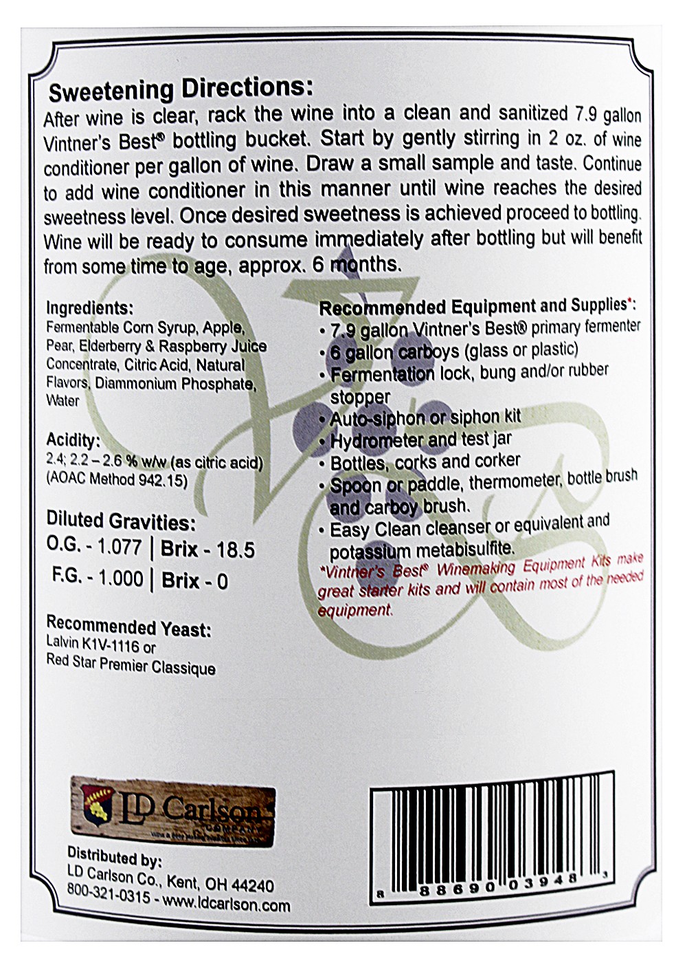 Vintner's Best Black Raspberry Fruit Wine Base-128 oz. Jug gallery
