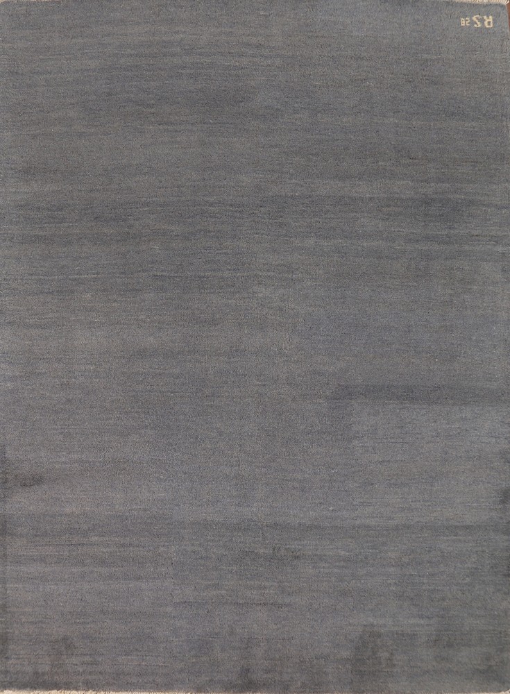 Premium Quality Gabbeh Solid Design Wool Foyer Rug - Greys & Charcoal 5x6 ft
