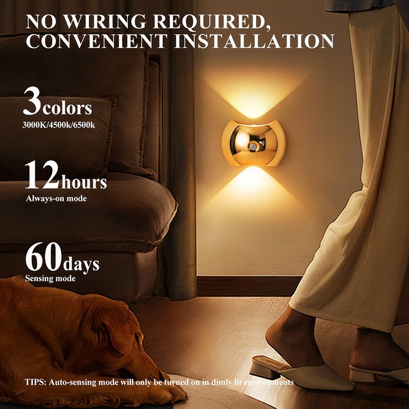 Up & Down Light Source Wall Sconces with Motion Sensor, Cordless LED Wall Light gallery