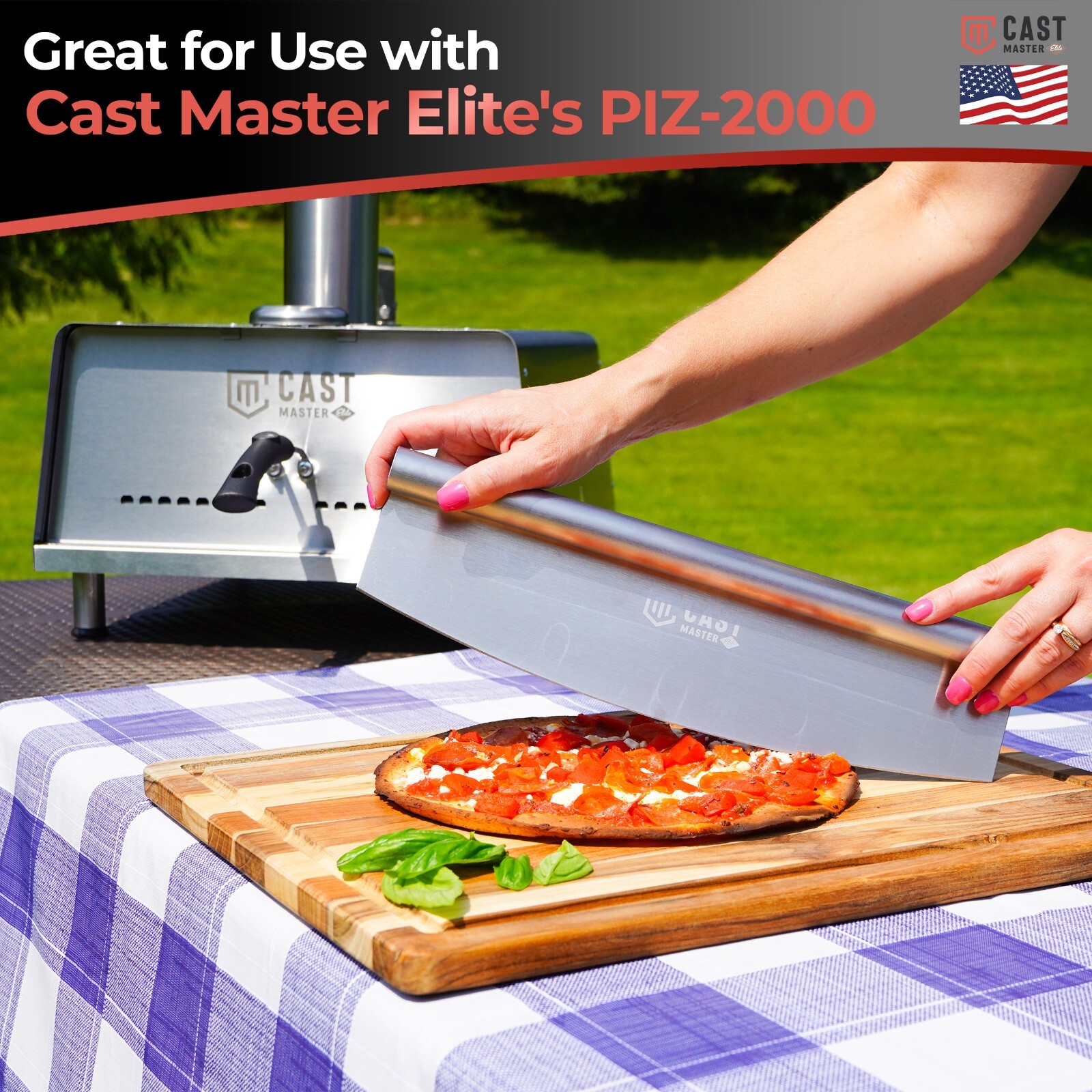 Professional 14" Rocker Pizza Cutter - Stainless Steel Blade Effortless Slicing gallery