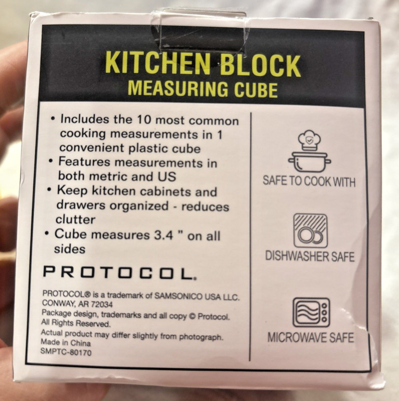 PROTOCOL KITCHEN BLOCK MEASURING CUBE ALL IN ONE 10 SIZES 1/4TSP - 1 CUP 3.4" SQ gallery
