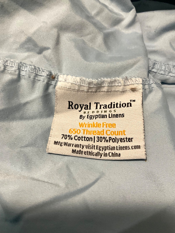 Royal Tradition Cal King Split Top Sheet Set, 4 PC, 650 TC, Pre-Owned gallery