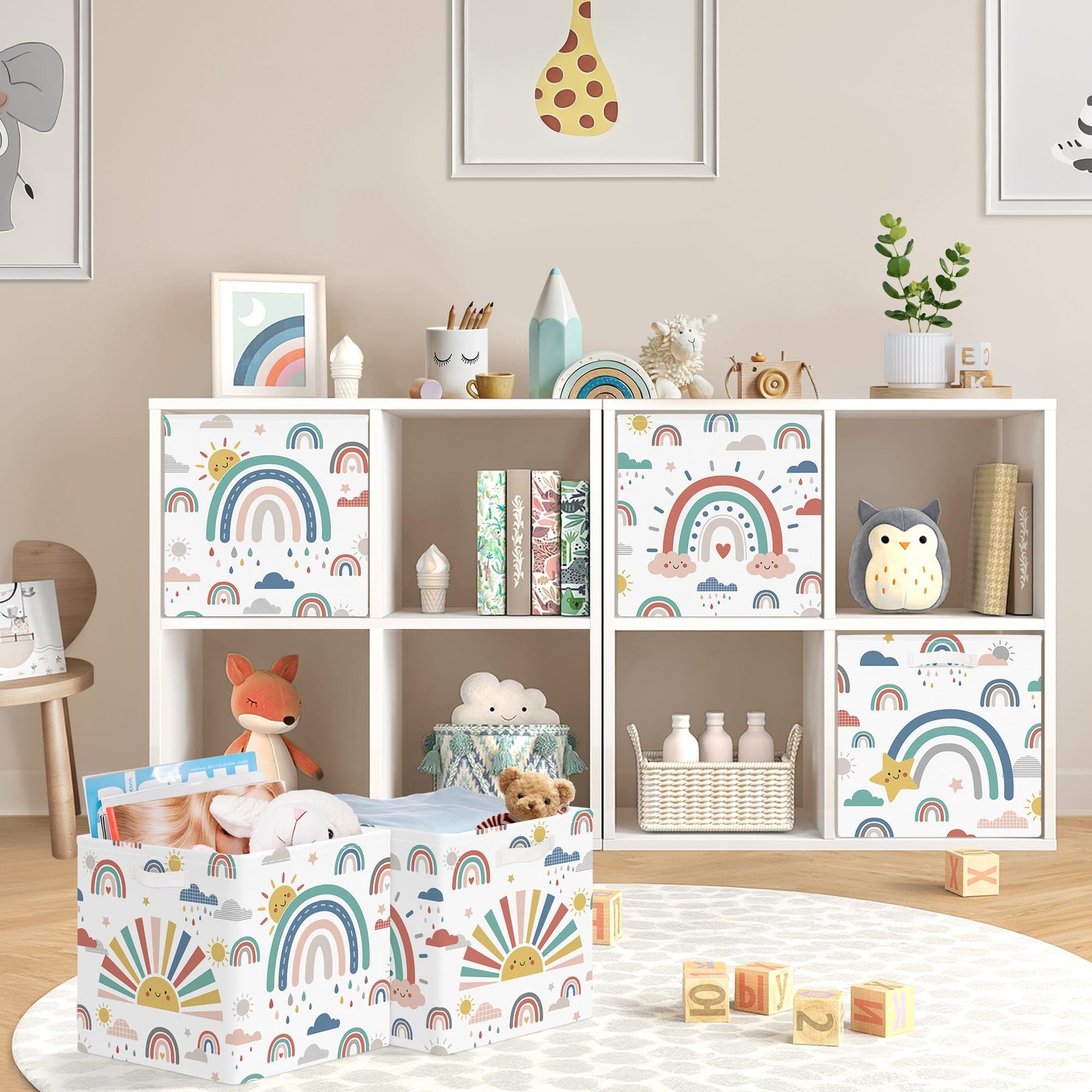 11.8" Rainbow Cube Storage Organizer Set 3Pcs Sun Cloud Cube Storage Bin for ... gallery