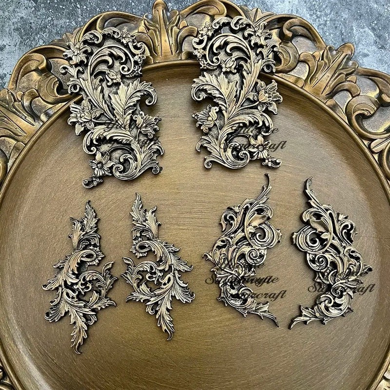Baroque Scroll Border Relief Silicone Epoxy Resin Plaster Mould Leaf Cake Mold gallery
