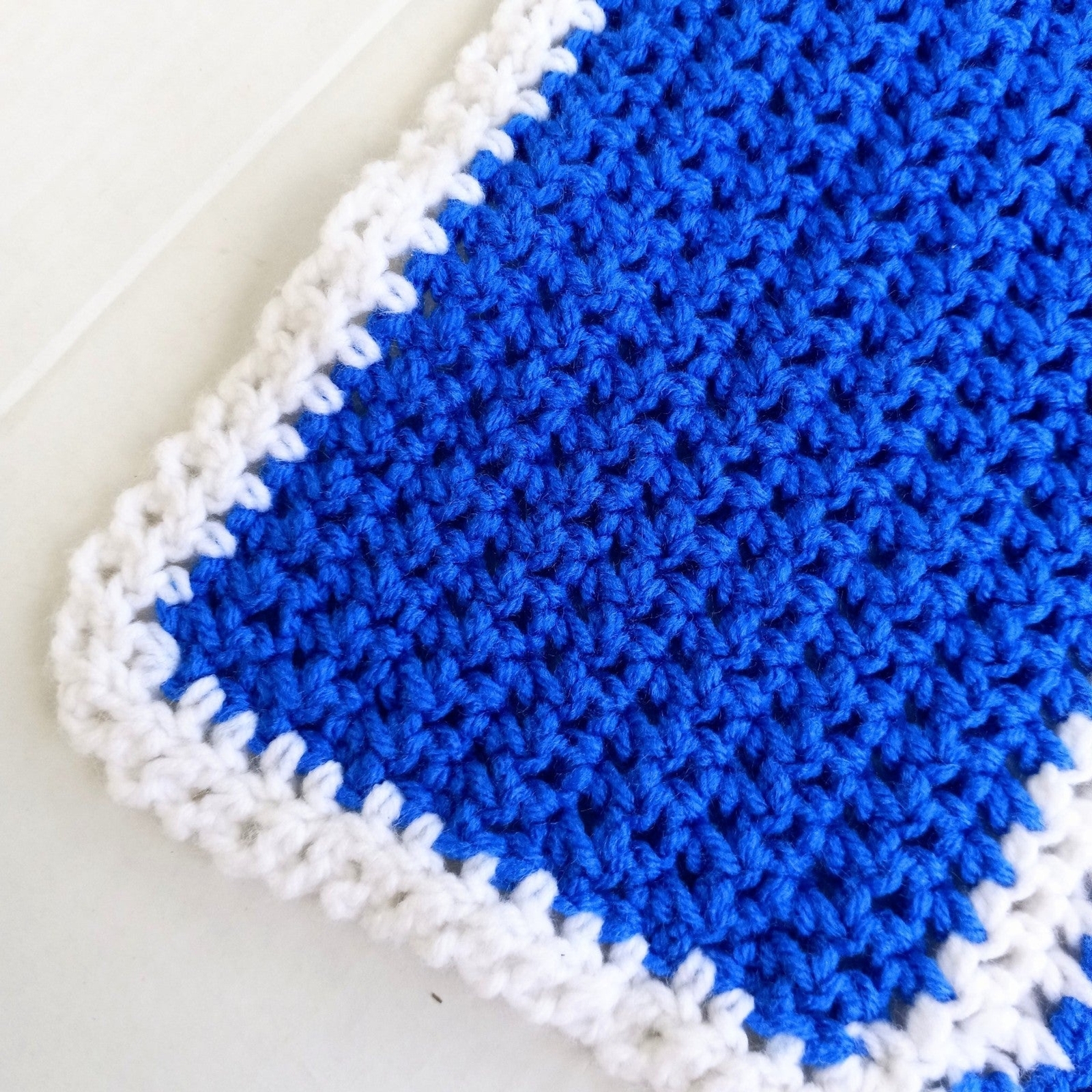 Handmade Knitted Afghan 41" x 41" Blanket-Baby/Toddler-Royal Blue-Baby Shower gallery