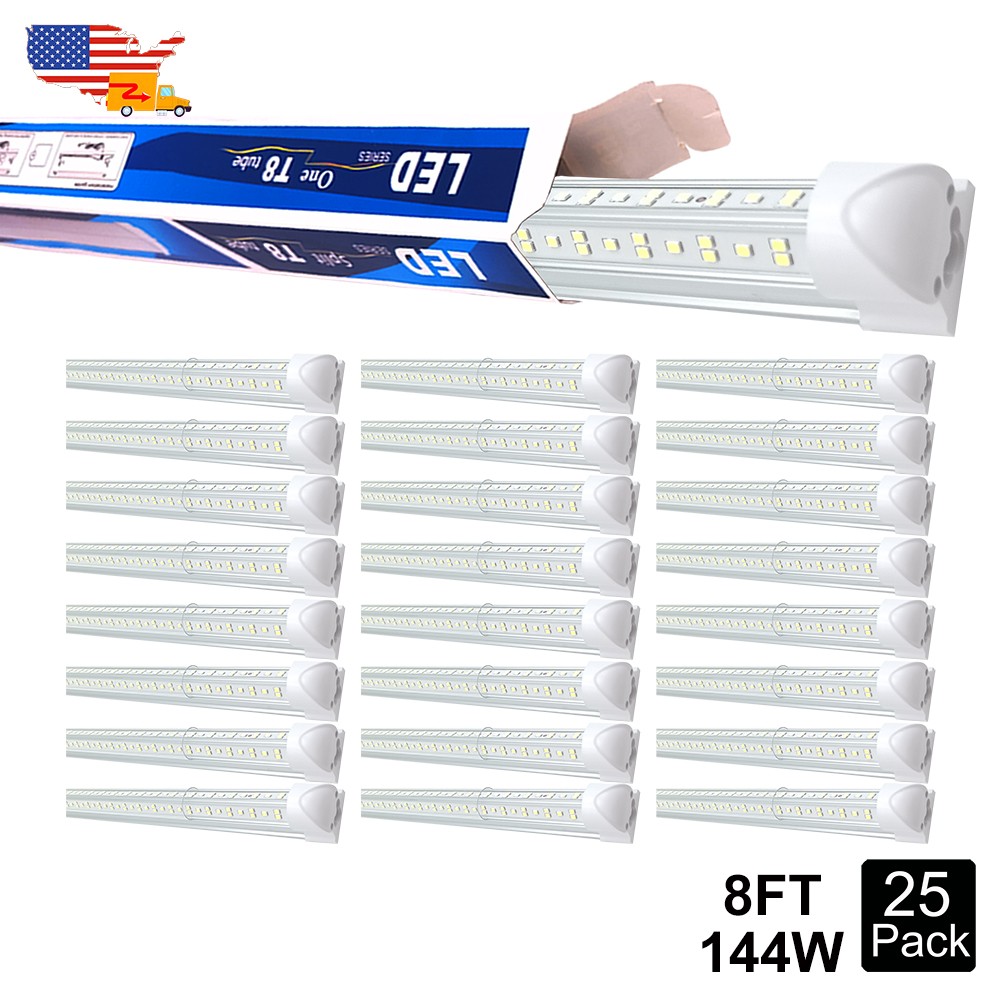 25 Pack 8 Foot Led Shop Light 144W 18000Lm 6500K Cold White T8 Led Tube Lights gallery