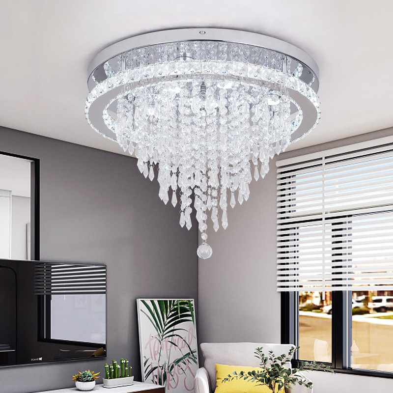 Modern LED Ceiling Light Dimmable Crystal Chandelier Bedroom Living Room Remote gallery