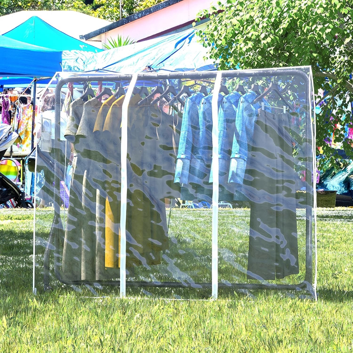 HANGERWORLD 6ft Clothes Garment Rack Cover Clear Showerproof (72"x24") gallery
