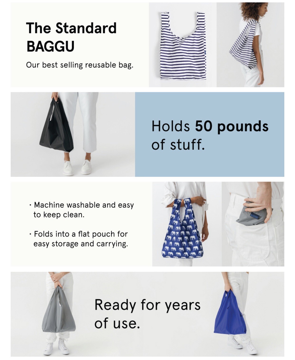 BAGGU HALF SQUARE Standard Size Reusable Bag - NWT gallery
