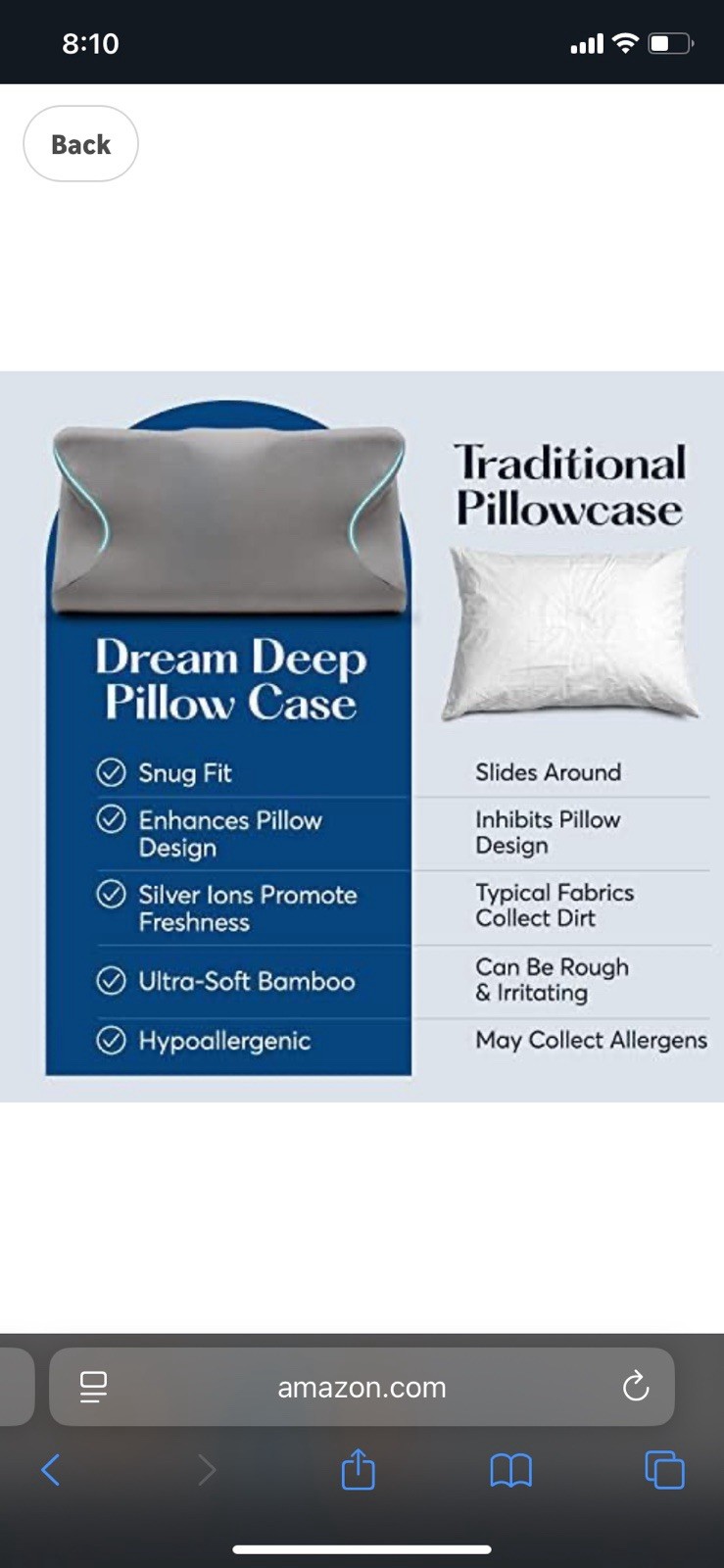 Sutera Dream Deep Pillow Case - Silver Threaded Antimicrobial Pillow Case - New gallery