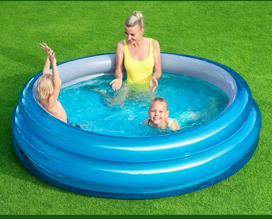 H2OGO Metallic 3-Ring Inflatable Kiddie Swimming Pool, 79" Diameter 21" Height gallery