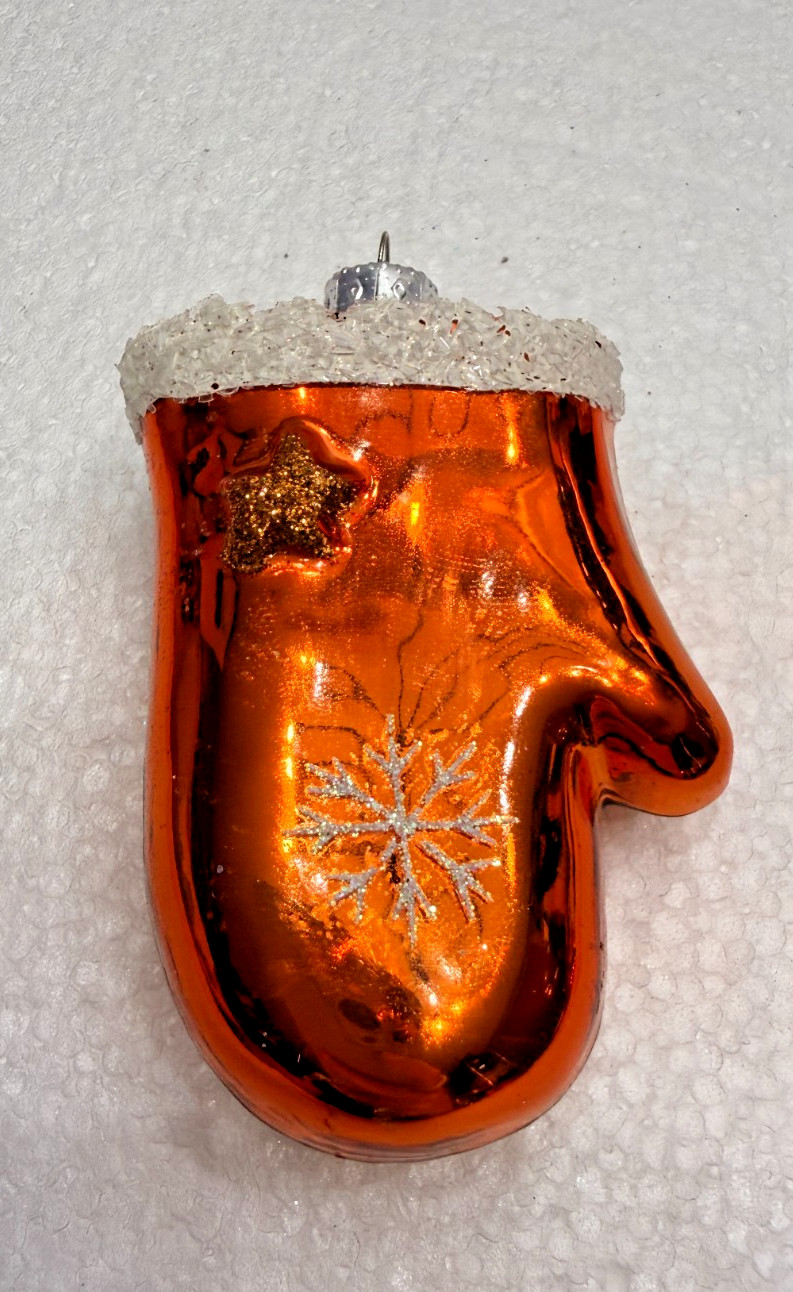 Whimsical Orange Glass mitten ornament gallery