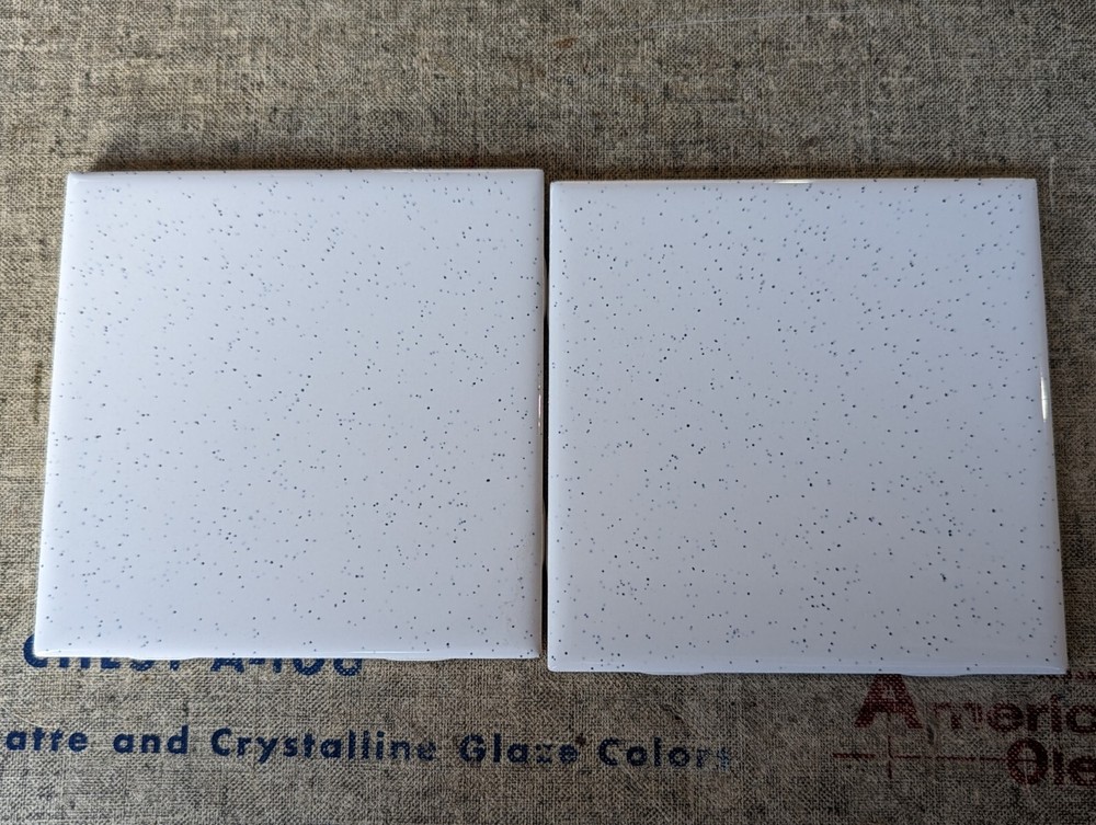 4 pcs American Olean 4 1/4" Ceramic Tile Salt & Pepper #45 Black Speckled Glossy