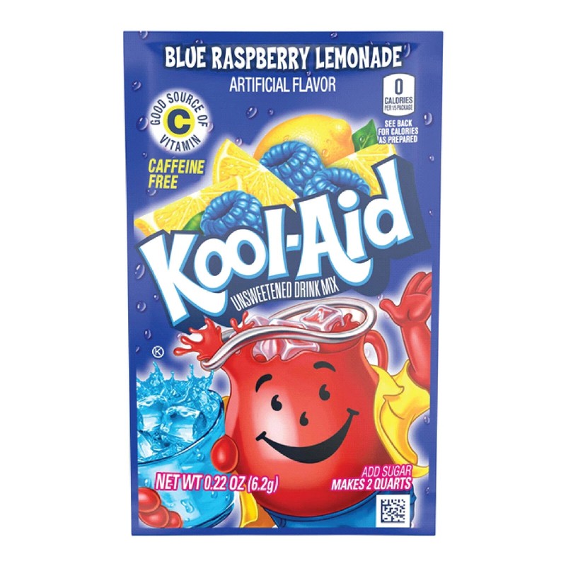 Full Box 48x Packets Kool-Aid Blue Raspberry Lemonade Caffeine Free Drink Mix gallery