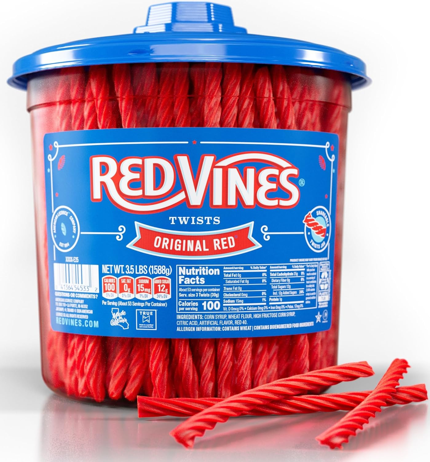 Licorice Candy Original Red Flavor Soft Chewy Candy Twists, Red Licorice 3.5 Lb gallery