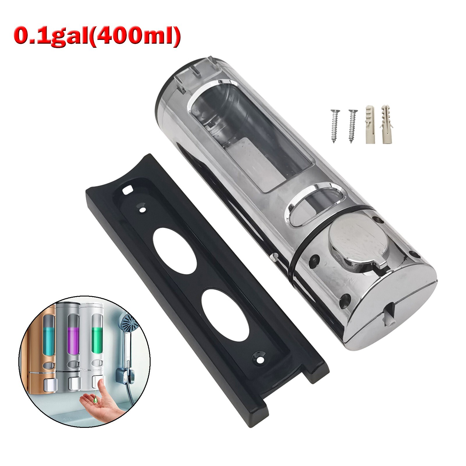 400ml Wall Mounted Hand-pressed Bathroom Soap Dispenser Single-head Silver gallery