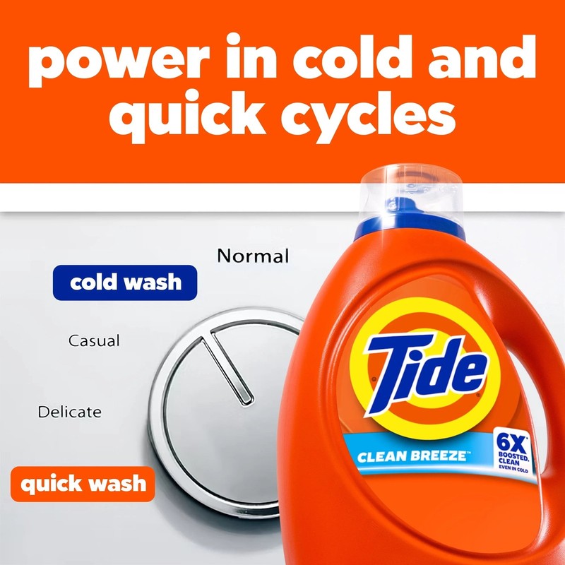 Tide Laundry Detergent Liquid, Clean Breeze Scent, 64 Loads, 80 fl oz gallery