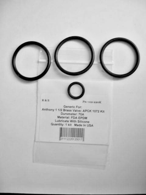 Anthony 1 1/2 Brass Push Pull Valve O-Ring Kit APCK1072/R&S 112-220K /FDA EPDM