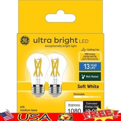 Dimmable LED Bulbs 100W Equivalent E26 Base 1080Lm Energy Saving 8W 2 Pack New