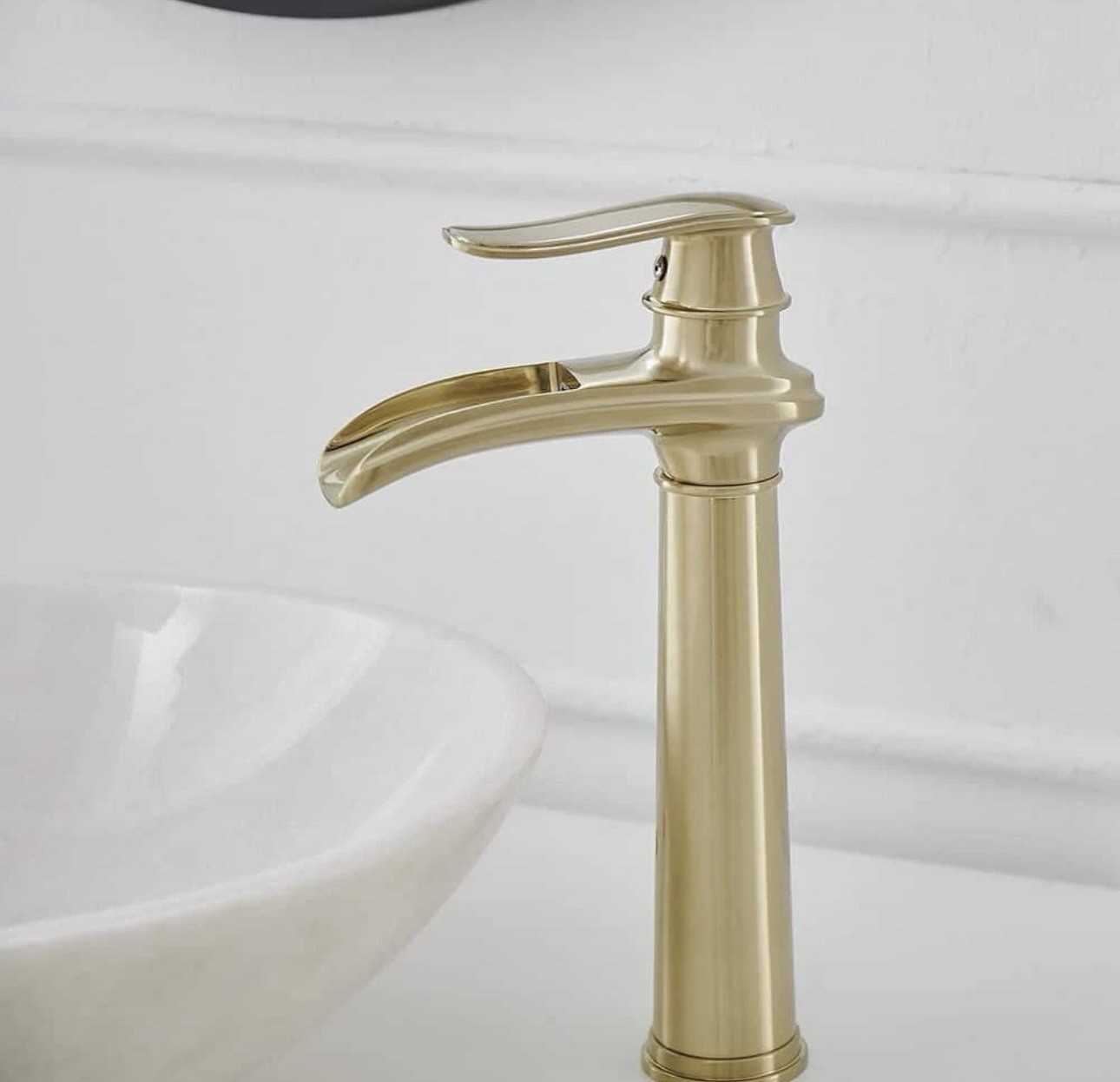 BWE Waterfall Single Handle Bathroom Sink Faucet W/Pop-up Drain in Brushed Gold gallery