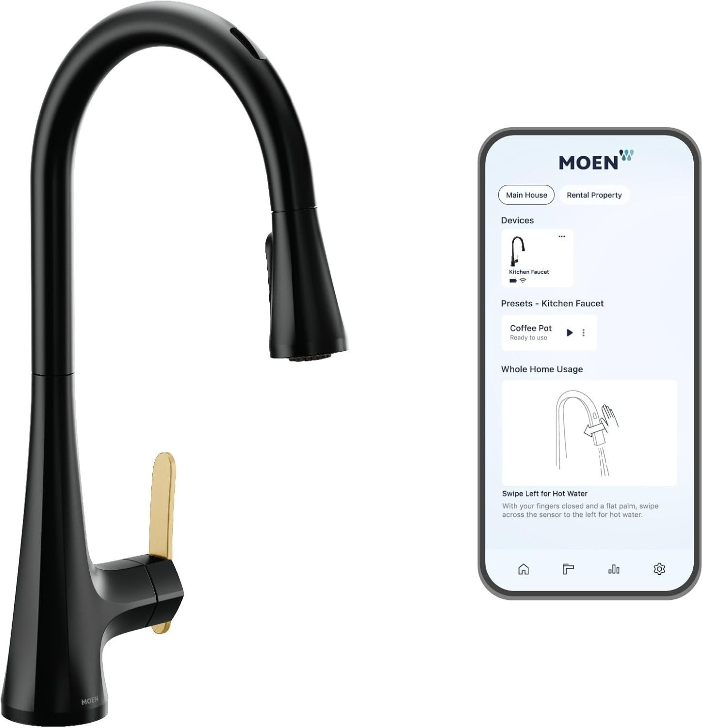 Moen S7235EVBL Sinema SMART Touchless/Voice Pulldown Kitchen Faucet Black B165 gallery